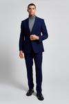 Burton Tailored Fit Blue Textured Suit Trousers thumbnail 2