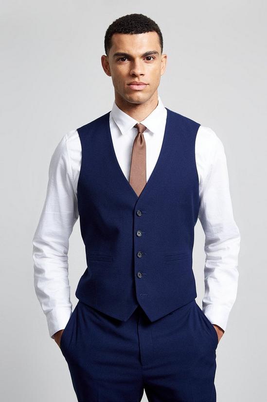 Burton Slim Fit Blue Texture Suit Waistcoat 1