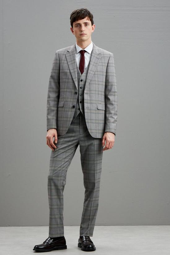 Burton Slim Fit Grey Retro Check Waistcoat 2