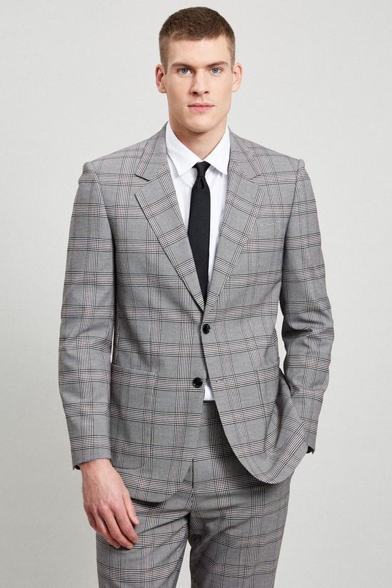 Burton Relaxed Fit Grey Retro Check Suit Jacket 1