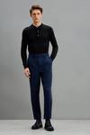 Burton Relaxed Fit Navy Marl Pleated Texture Trousers thumbnail 1