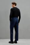 Burton Relaxed Fit Navy Marl Pleated Texture Trousers thumbnail 3