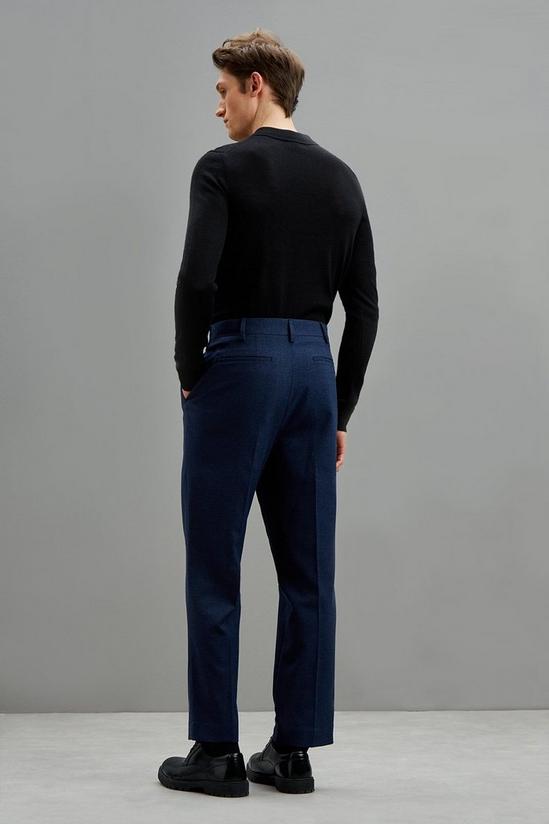 Burton Relaxed Fit Navy Marl Pleated Texture Trousers 3