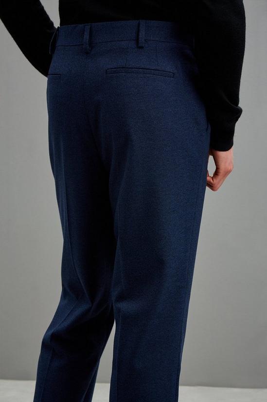 Burton Relaxed Fit Navy Marl Pleated Texture Trousers 4