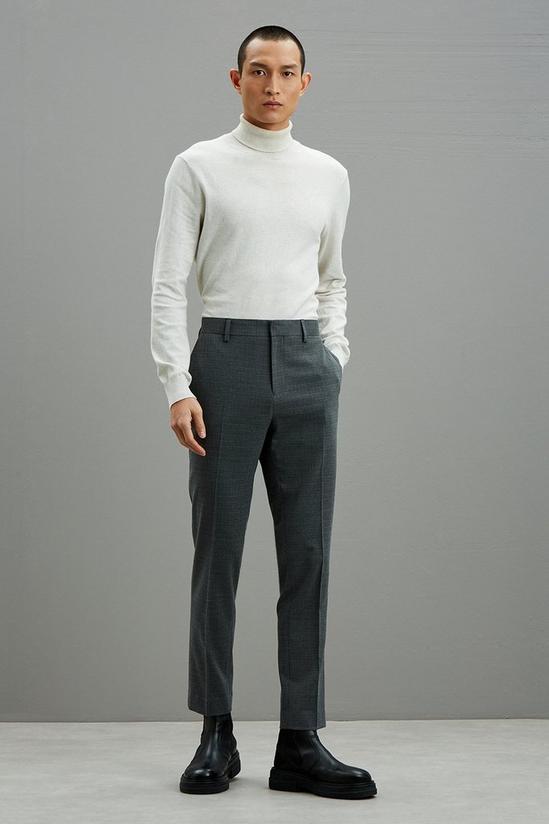 Burton Slim Fit Grey Texture Suit Trousers 1