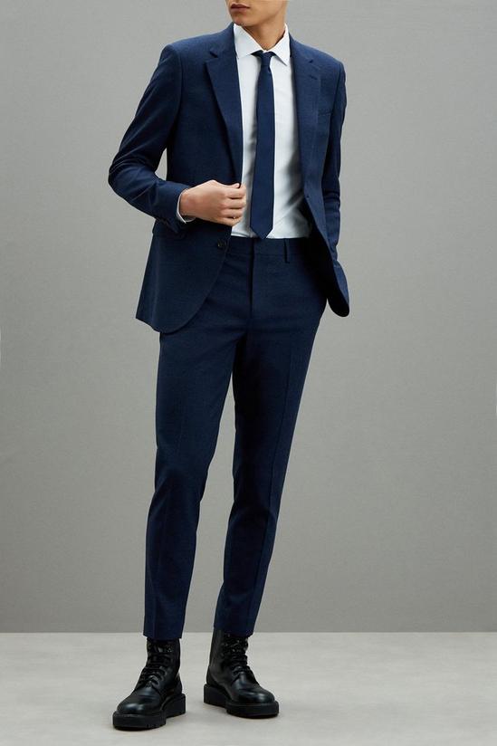Burton Skinny Fit Navy Marl Suit Jacket 1
