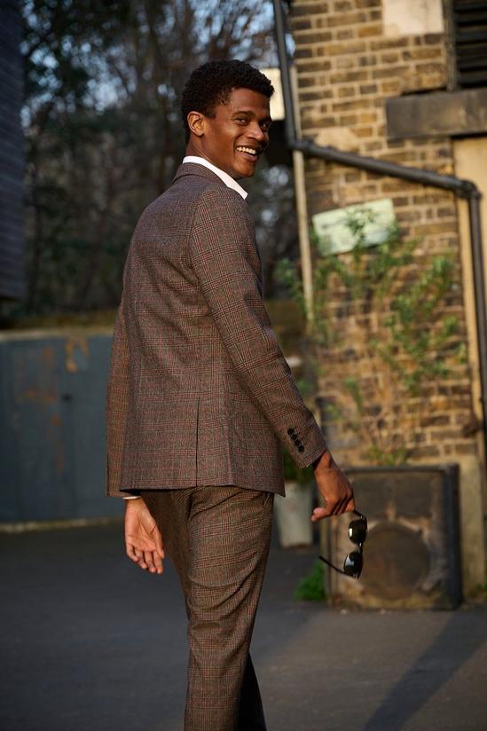 Burton Super Skinny Fit Brown Highlight Check Suit Jacket 3