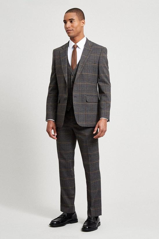Burton Tailored Fit Brown Saddle Check Suit Trousers 1