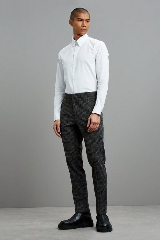 Burton Slim Fit Grey Saddle Check Suit Trousers 1