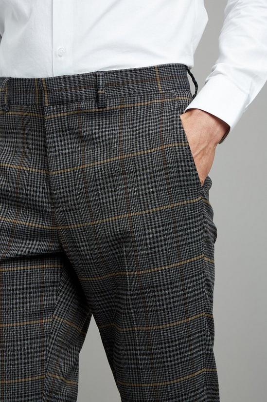 Burton Slim Fit Grey Saddle Check Suit Trousers 4