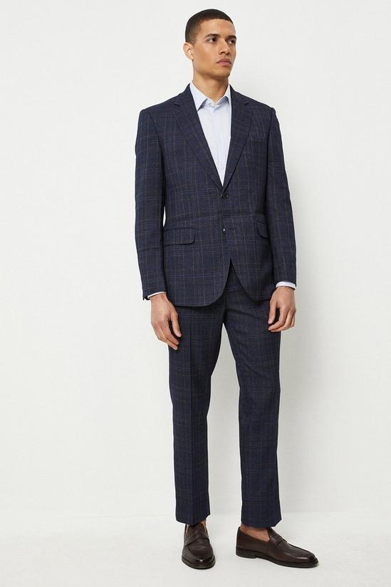 Burton Tailored Fit Navy Heritage Check Suit Jacket 2