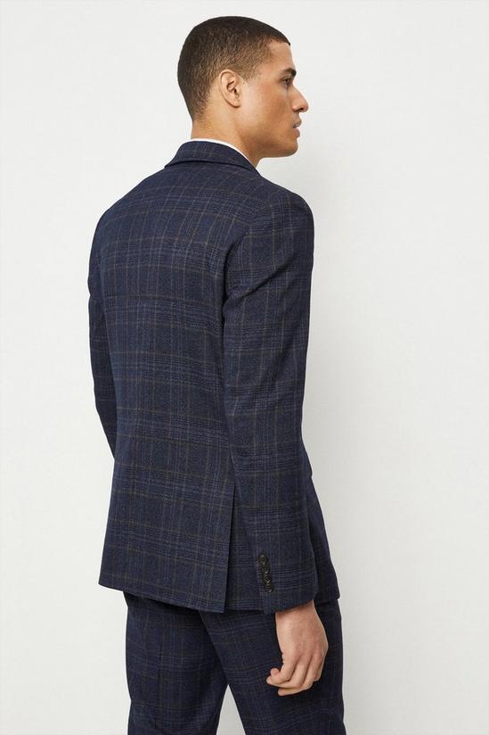 Burton Tailored Fit Navy Heritage Check Suit Jacket 3