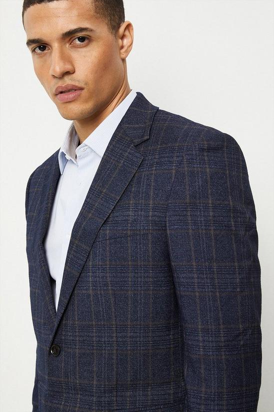 Burton Tailored Fit Navy Heritage Check Suit Jacket 4