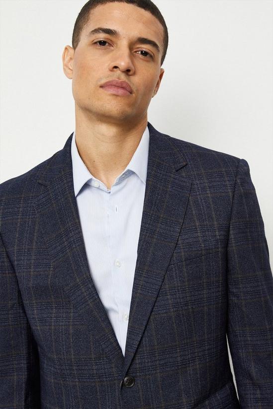 Burton Tailored Fit Navy Heritage Check Suit Jacket 5