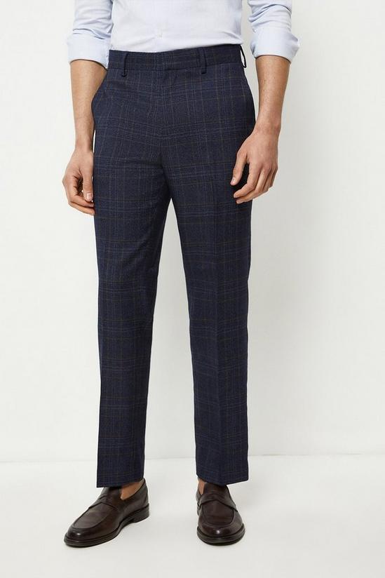 Burton Tailored Fit Navy Heritage Check Suit Trouser 1