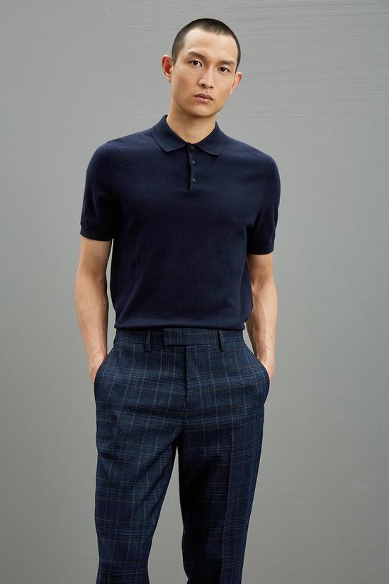 Burton Tapered Fit Navy Heritage Check Suit Trousers 2