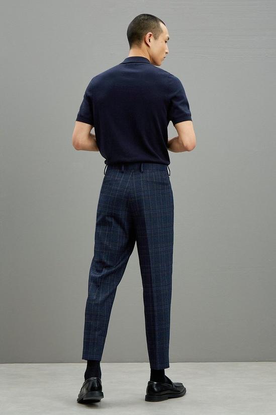 Burton Tapered Fit Navy Heritage Check Suit Trousers 3