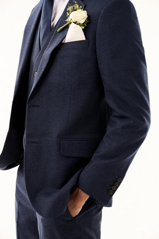 Burton Tailored Fit Navy Marl Suit Jacket 4