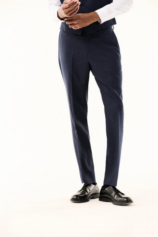 Burton Tailored Fit Navy Marl Suit Trousers 1