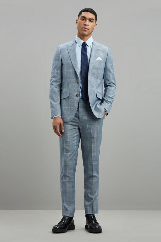 Burton Light Blue Pow Check Slim Fit Suit Trouser 2