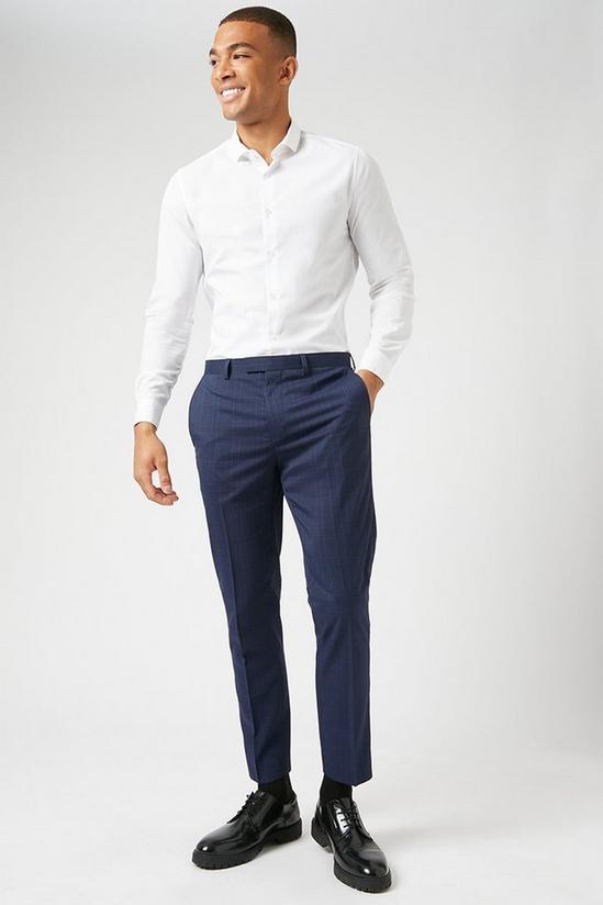 Burton Skinny Fit Navy Highlight Check Suit Trousers 2