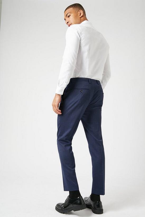 Burton Skinny Fit Navy Highlight Check Suit Trousers 3