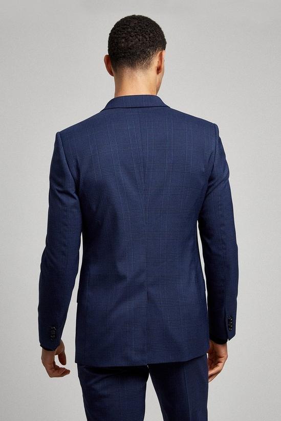 Burton Navy Highlight Check Skinny Fit Suit Jacket 3