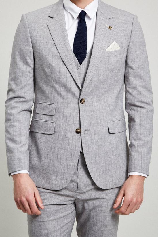 Burton Light Grey Black Stripe Slim Suit Jacket 4