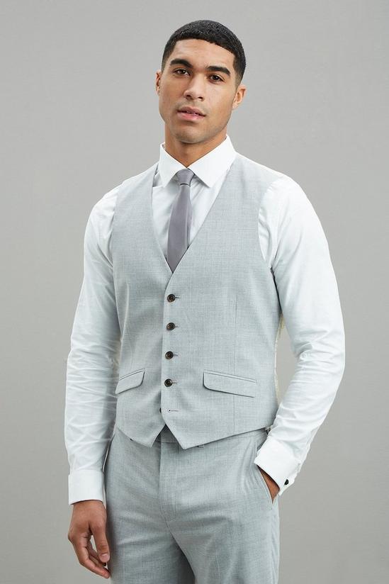 Burton Slim Fit Light Grey Marl Texture Waistcoat 1