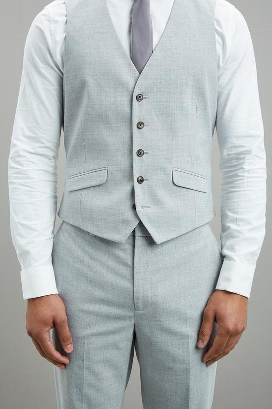 Burton Slim Fit Light Grey Marl Texture Waistcoat 4