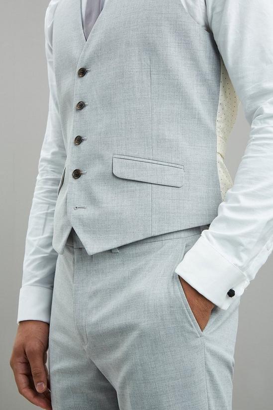 Burton Slim Fit Light Grey Marl Texture Waistcoat 5