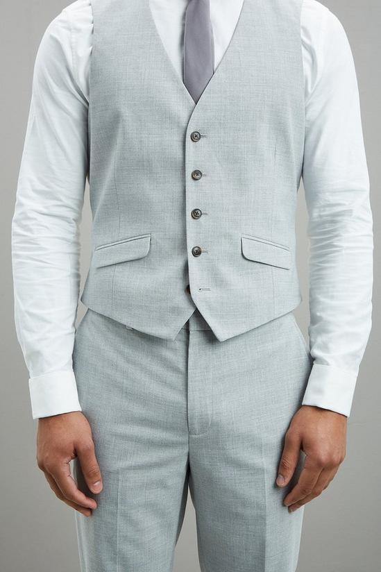 Burton Slim Fit Light Grey Marl Texture Waistcoat 6