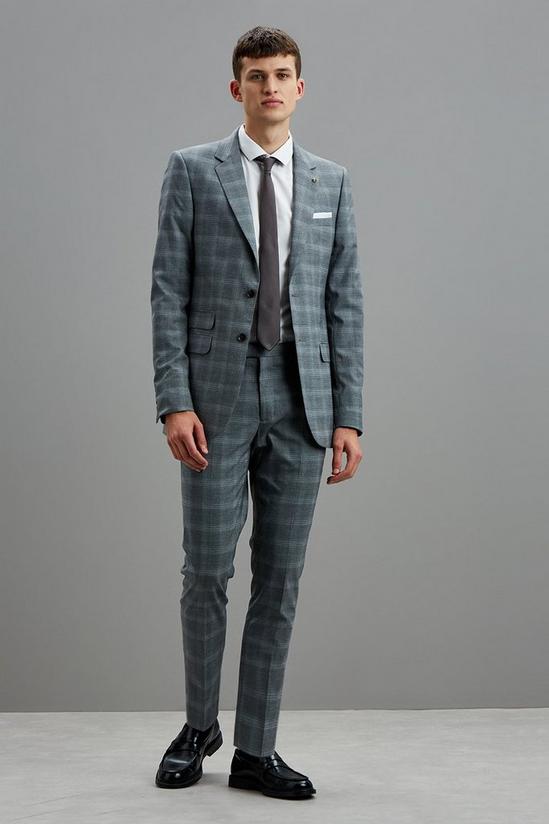 Burton Skinny Fit Grey Fine Check Suit Jacket 2