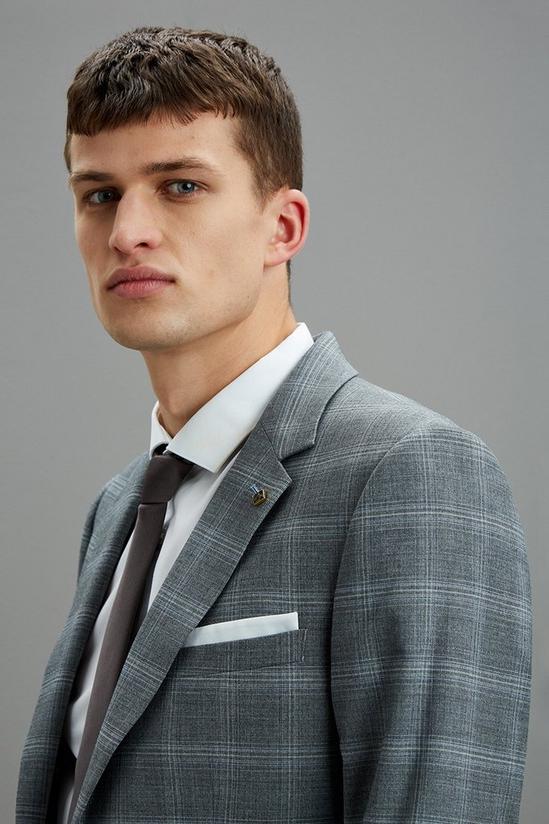 Burton Skinny Fit Grey Fine Check Suit Jacket 4