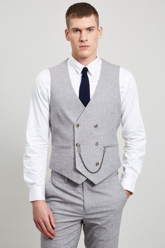 Burton Light Grey Black Stripe Slim Fit Waistcoat 1