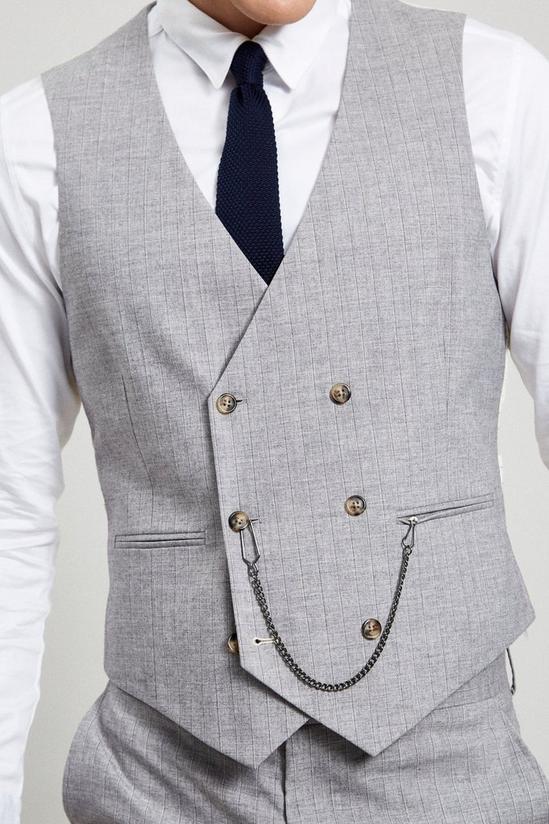 Burton Light Grey Black Stripe Slim Fit Waistcoat 4
