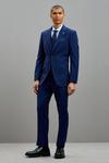 Burton Tailored Fit Blue Self Check Suit Jacket thumbnail 1