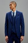 Burton Tailored Fit Blue Self Check Suit Jacket thumbnail 2