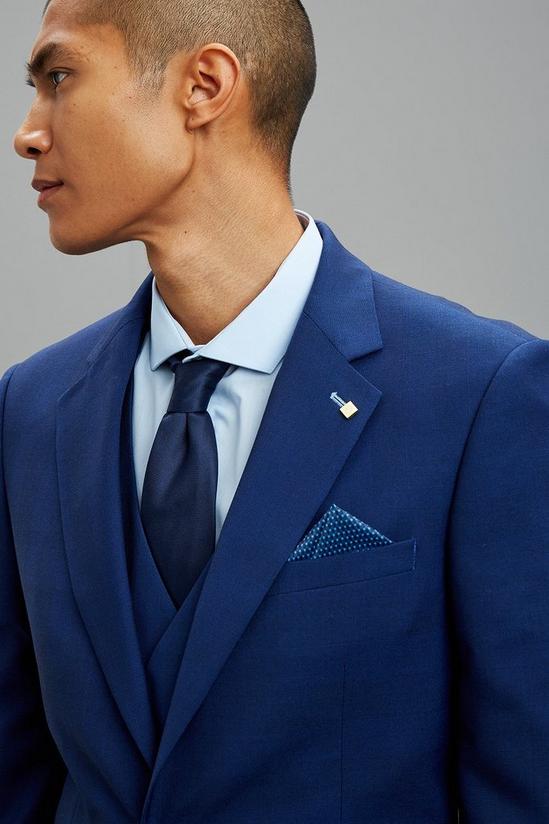 Burton Tailored Fit Blue Self Check Suit Jacket 4