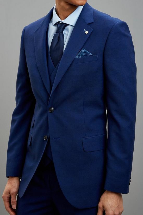 Burton Tailored Fit Blue Self Check Suit Jacket 6