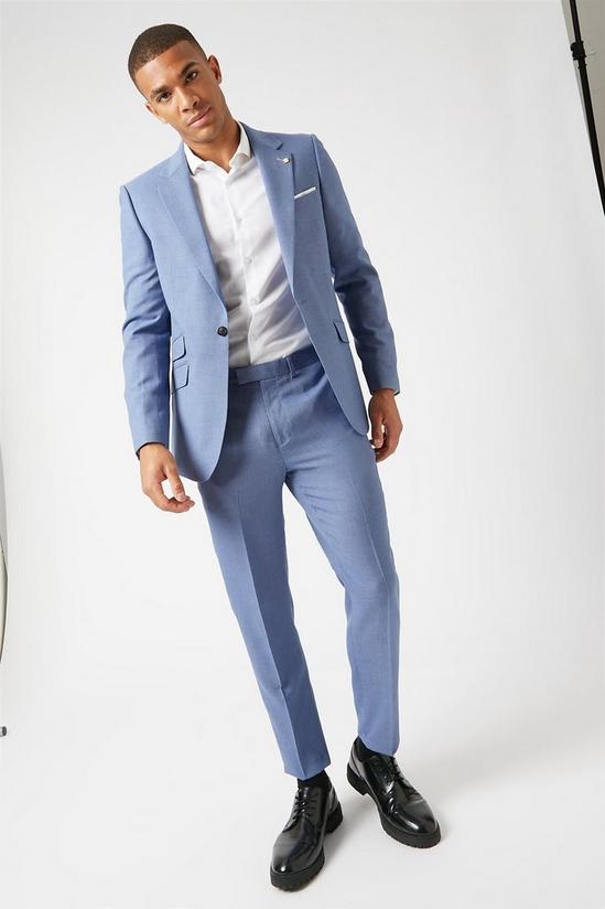 Burton Blue Microweave Texture Slim Suit Jacket 2