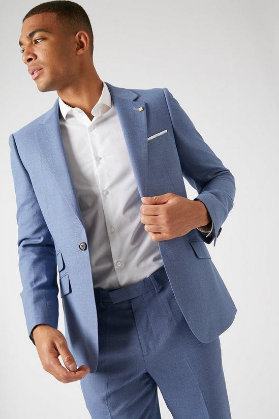 Burton Blue Microweave Texture Slim Suit Jacket 4