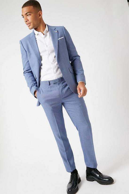 Burton Slim Fit Blue Microweave Texture Suit Trousers 1