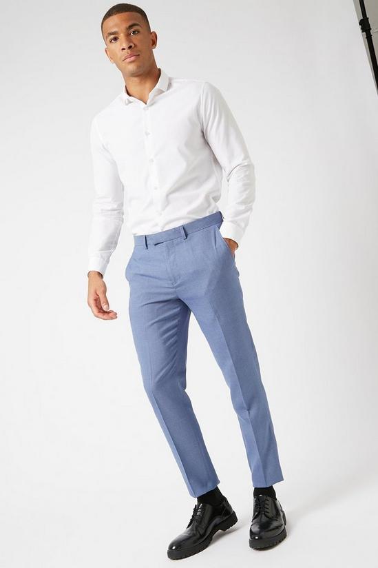Burton Slim Fit Blue Microweave Texture Suit Trousers 2