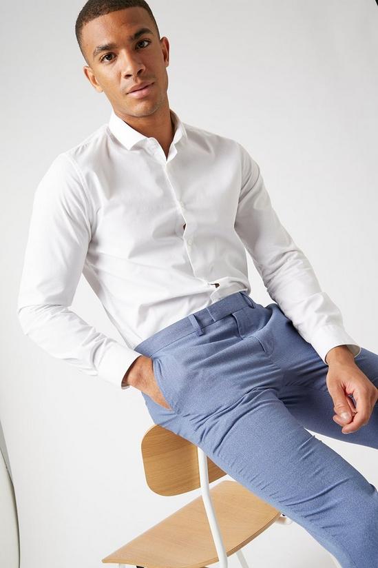 Burton Slim Fit Blue Microweave Texture Suit Trousers 4