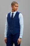 Burton Tailored Fit Blue Self Check Waistcoat thumbnail 1