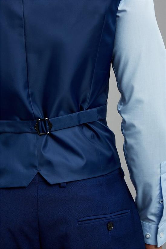 Burton Tailored Fit Blue Self Check Waistcoat 5