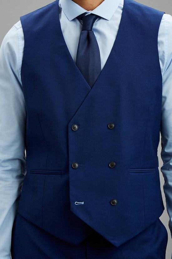 Burton Tailored Fit Blue Self Check Waistcoat 6