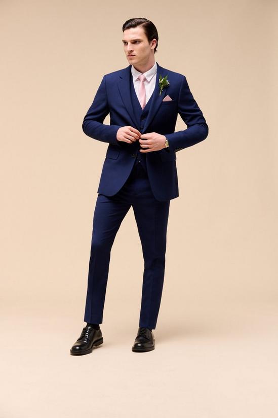 Burton Skinny Fit Navy Texture Suit Waistcoat 2