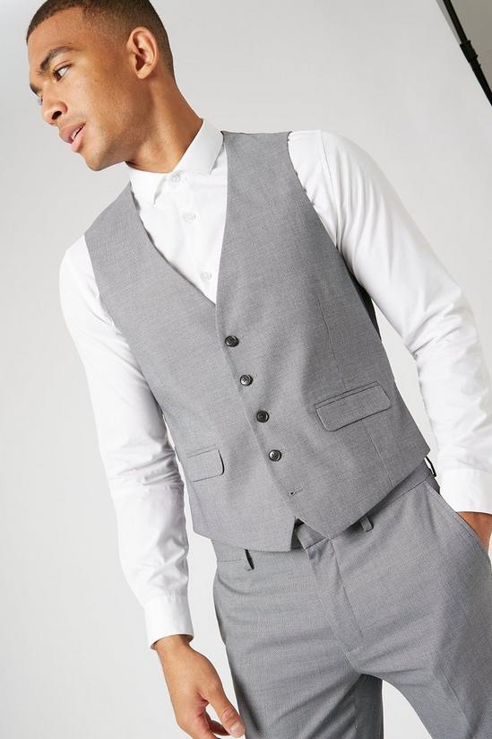 Burton Skinny Fit Grey Step Weave Suit Waistcoat 1